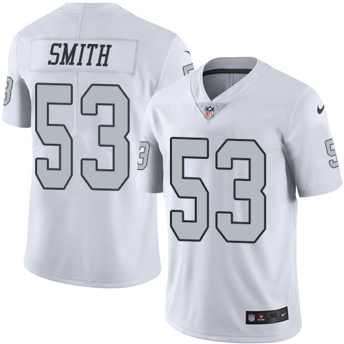 Men's Elite Malcolm Smith Nike Jersey White - #53 Rush NFL Oakland Raiders